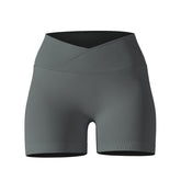 Nahtlose, enge, hautfreundliche Fitnesshose mit gekreuzter Taille und Po-Lift-Shorts, hohe Taille, pfirsichfarbene Hüfte, drei Punkte, schmale Yogahose